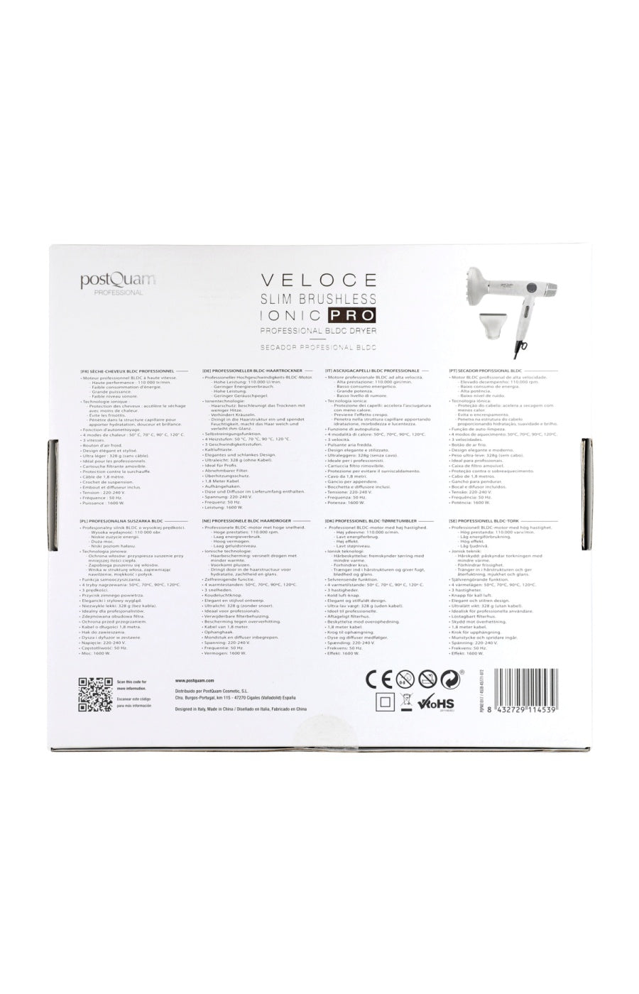Sèche-Cheveux Veloce Slim BLDC Ionic Pro 110 000 tr/min