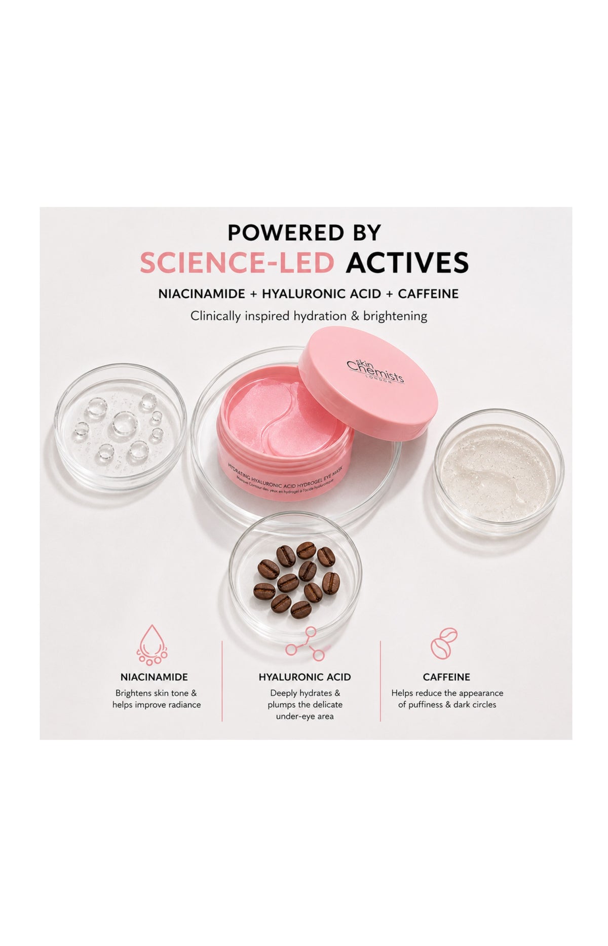 Masque yeux hydrogel hydratant à l'acide hyaluronique (20 paires)
