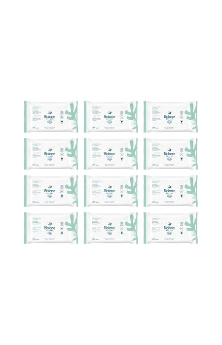Lingettes nettoyantes à l'eau bio - Visage & corps - Bébé - 12 x 54 unités