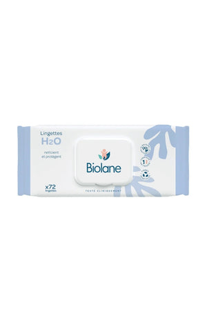 Lingettes épaisses H2O - Peaux sensibles - Bébé - 72 unités