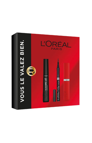 Coffret mascara, eyeliner & rouge à lèvres - 3 produits